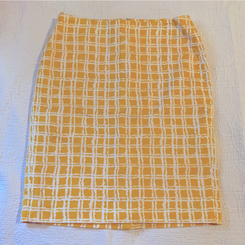 Yellow & White Striped Talbots Pencil Skirt